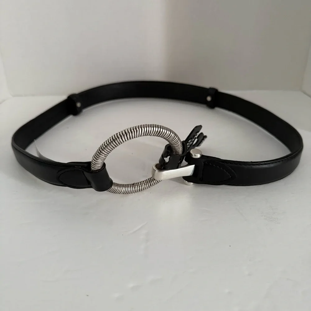 Van Heusen Black Belt with Silver Ring Detail Women’s Size M/L